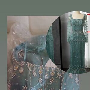 Luxury evening dress with long sleeve